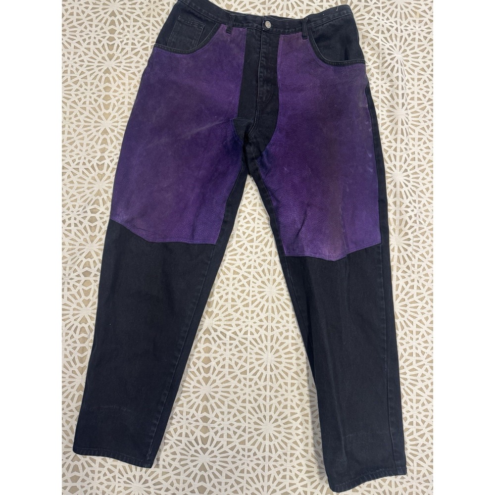 Vintage Machine Jeans‎ Denim Suede Patchwork 90s Pants Size 38X34